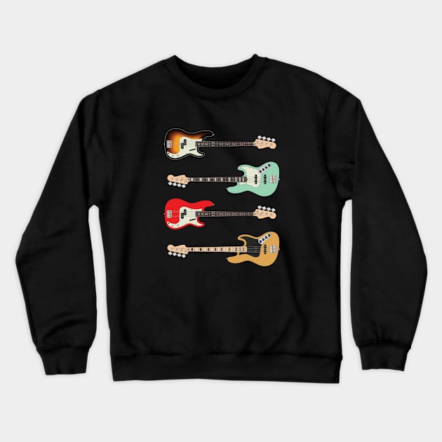4 String P and J Style Bass Guitar Pack Crewneck Sweatshirt by nightsworthy
